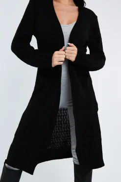 Rebellious Fashion Black Long Knit Cardigan - Shola