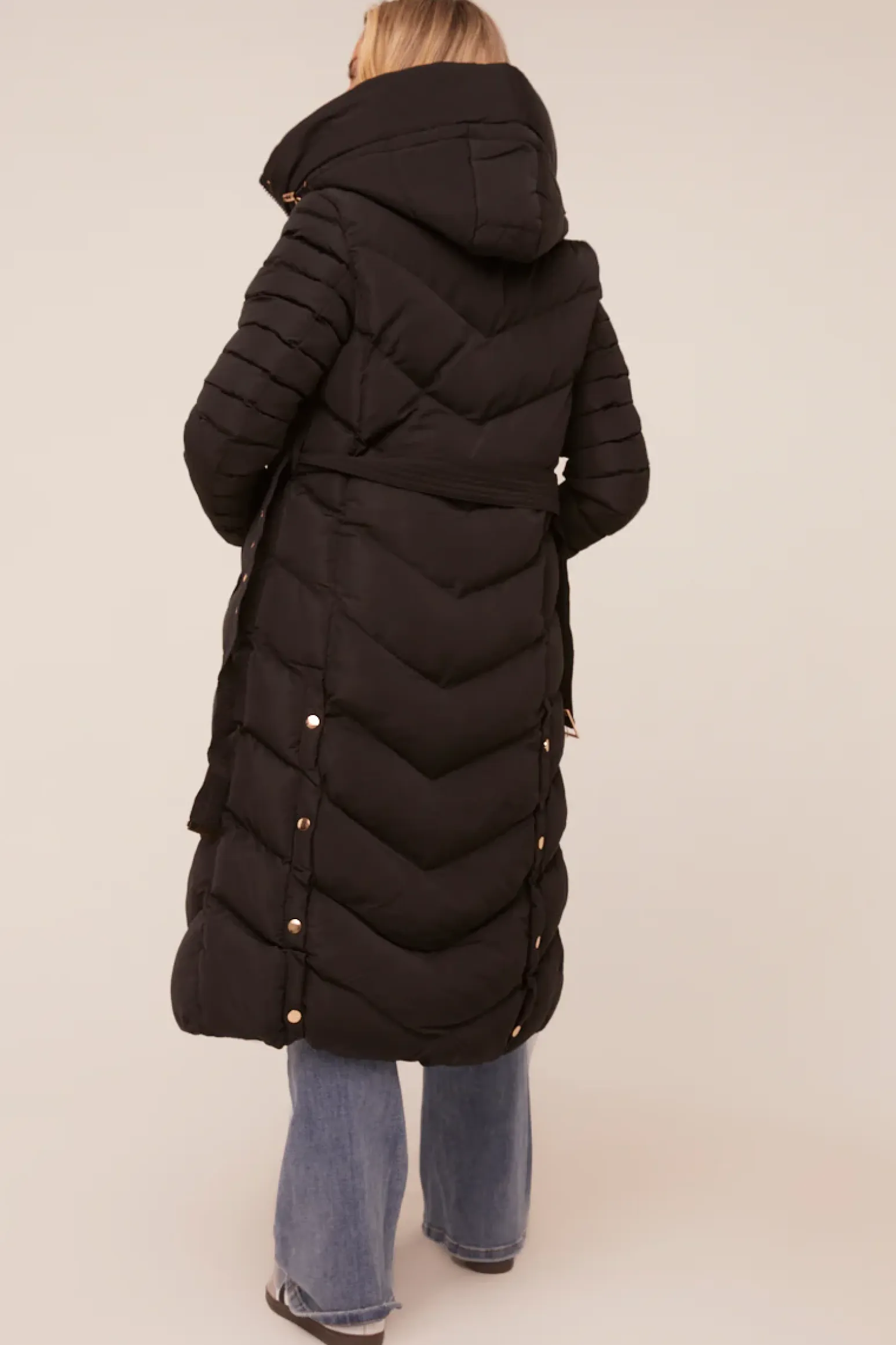 Rebellious Fashion Black Longline Hooded Puffer Jacket - Shauna