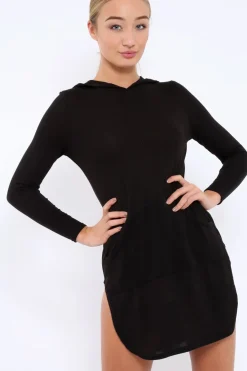 Rebellious Fashion Black Longline Hoodie - Summer