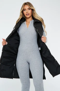 Rebellious Fashion Black Longline Side Zip Gilet - Ilisha