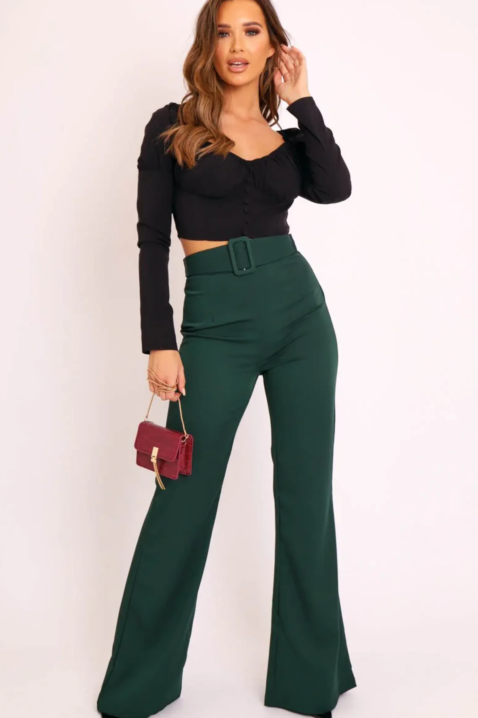 Rebellious Fashion Black Long Sleeve Button Front Milkmaid Crop Top - Gillie