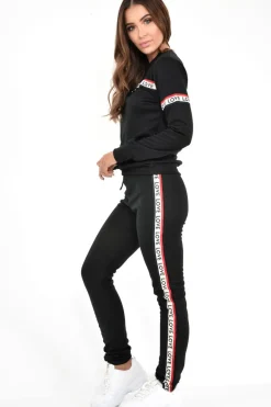 Rebellious Fashion Black Love Slogan Tape Loungewear Set - Kaisy