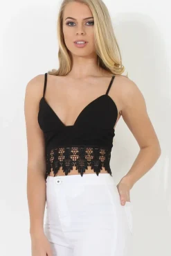 Rebellious Fashion Black Low Cut Crop Top - Marta