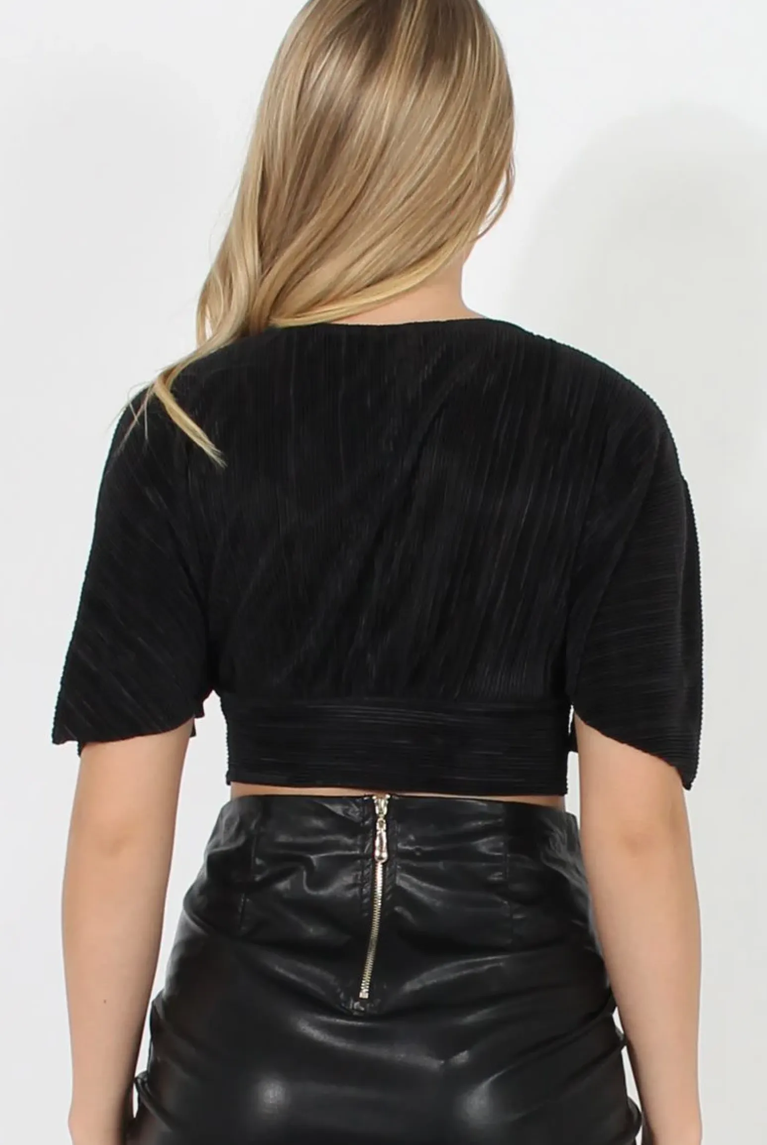 Rebellious Fashion Black Low Cut Crop Top - Taylor