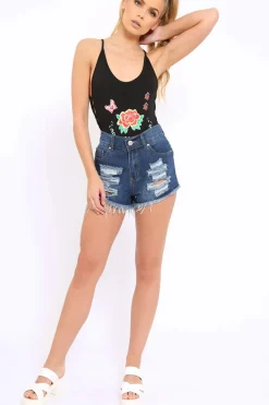 Rebellious Fashion Black Lucky Lace Up Bodysuit - Janessa