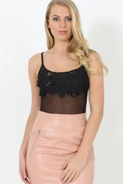 Rebellious Fashion Black Mesh Bodysuit - Blake