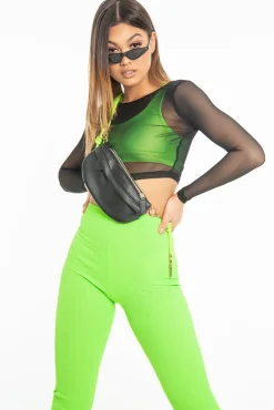 Rebellious Fashion Black Mesh Long Sleeve Crop Top - Presley