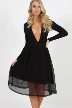 Rebellious Fashion Black Mesh Midi Skirt - Paloma