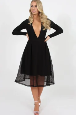 Rebellious Fashion Black Mesh Midi Skirt - Paloma