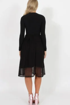 Rebellious Fashion Black Mesh Midi Skirt - Paloma
