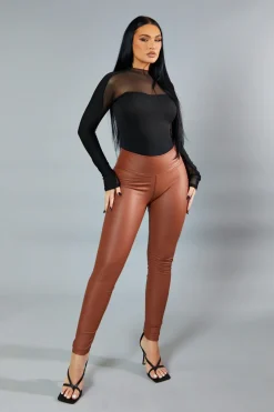 Rebellious Fashion Black Mesh Panel Long Sleeve Bodysuit - Dimitra