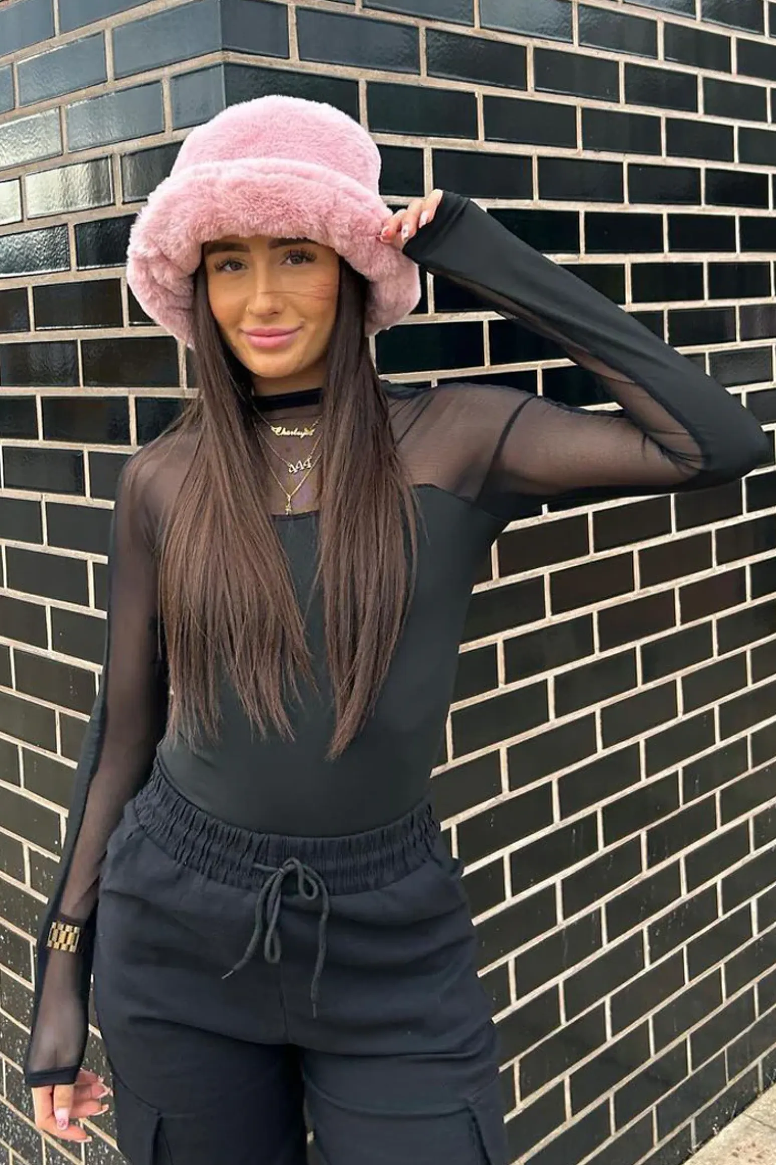 Rebellious Fashion Black Mesh Panel Long Sleeve Bodysuit - Dimitra