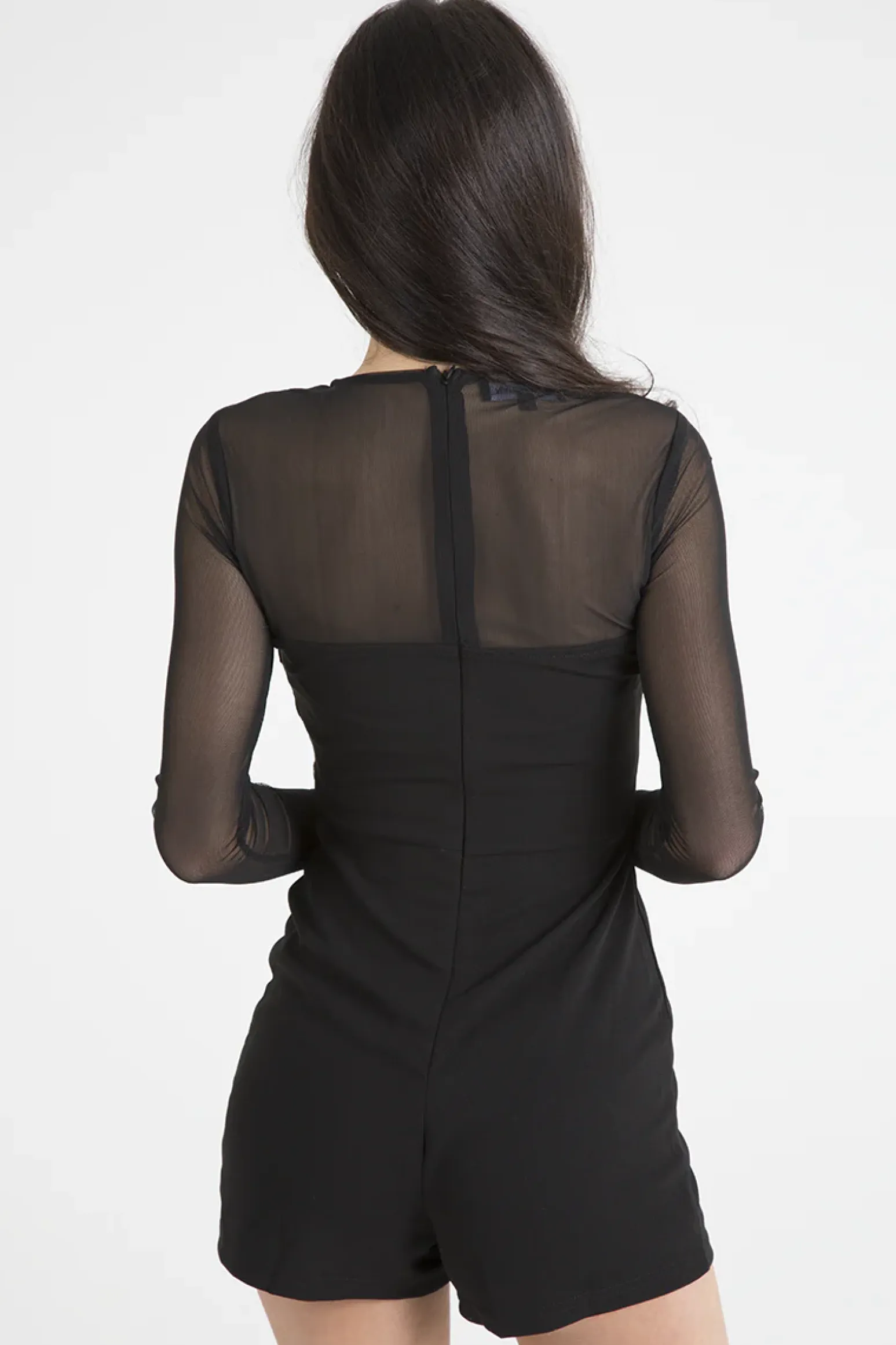 Rebellious Fashion Black Mesh Rose Embroidered Playsuit - Mia