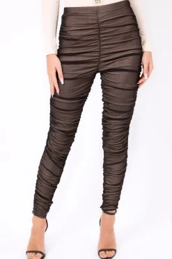 Rebellious Fashion Black Mesh Ruched Leggings - Jaylene