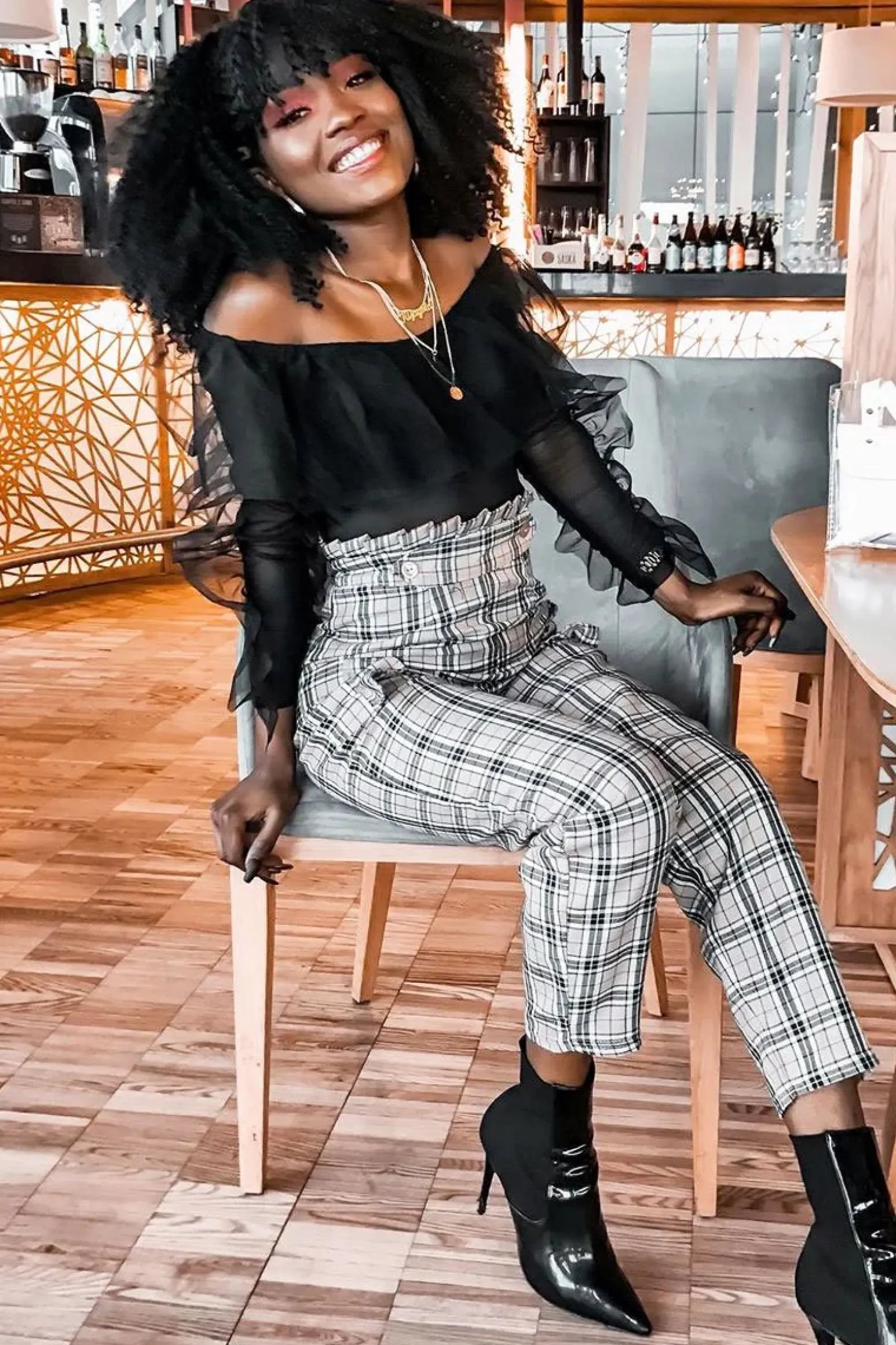 Rebellious Fashion Black Mesh Ruffle Sleeve Bardot Crop Top - Amber