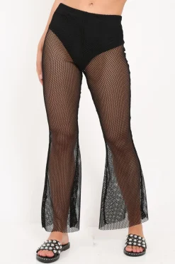 Rebellious Fashion Black Mesh Sheer Flares - Rosilee