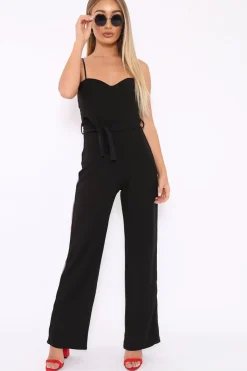 Rebellious Fashion Black Metallic Rainbow Stripe Jumpsuit - Jinora