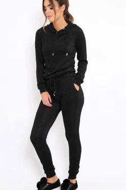 Rebellious Fashion Black Metallic Tracksuit - Sinead