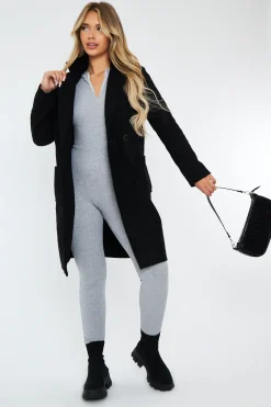 Rebellious Fashion Black Mid Length Teddy Coat - Madelin