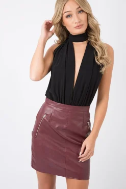 Rebellious Fashion Black Multiway Slinky Bodysuit - Mindy