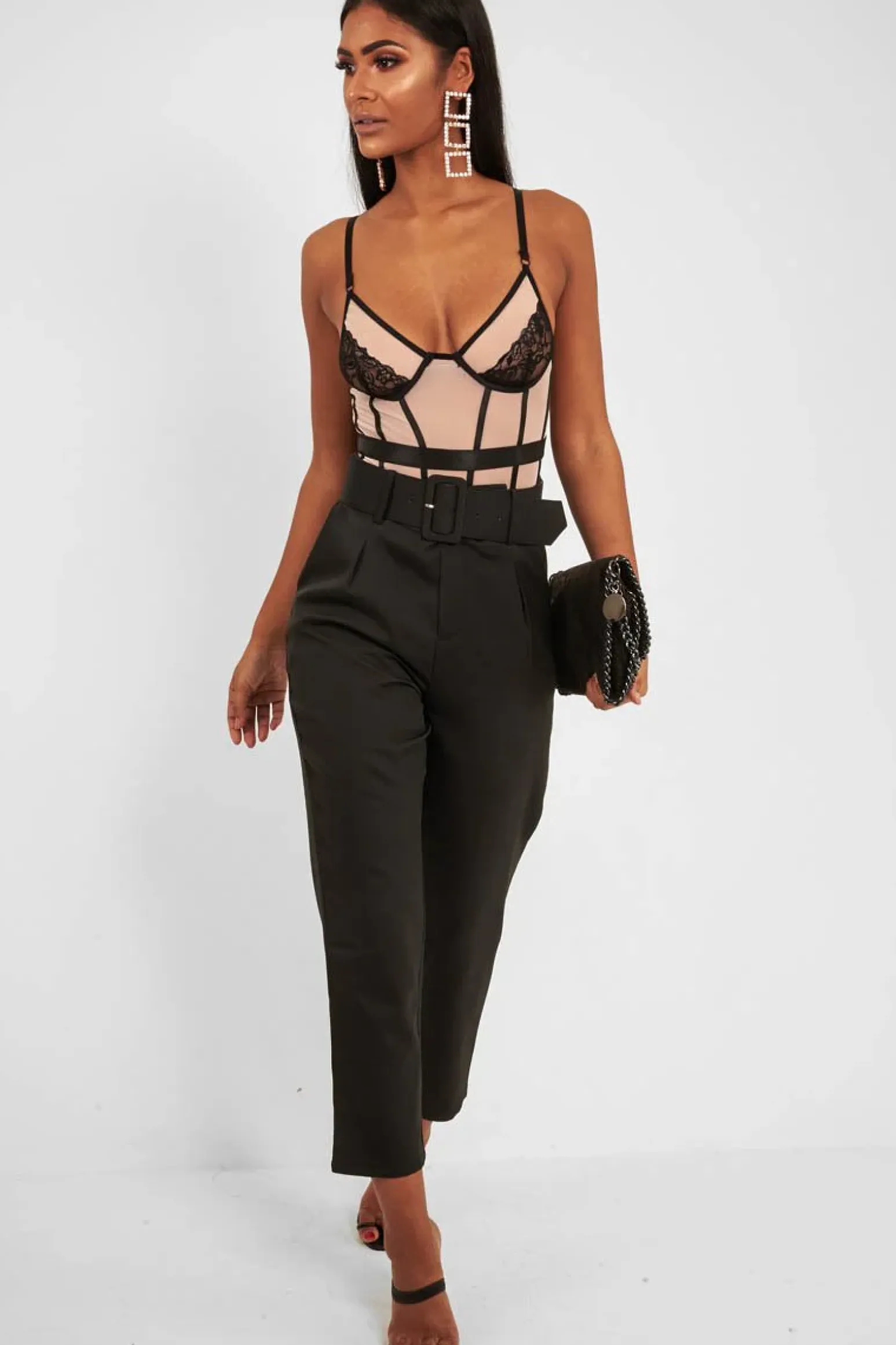 Rebellious Fashion Black Nude Lace Mesh Bodysuit - Orielle