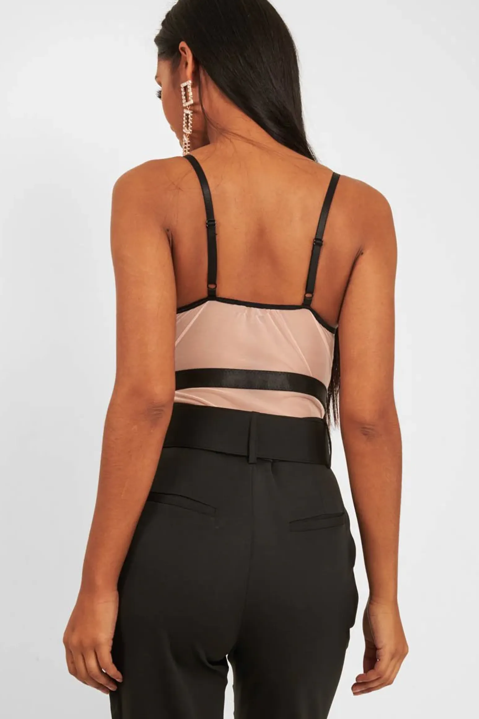 Rebellious Fashion Black Nude Lace Mesh Bodysuit - Orielle
