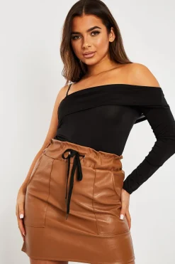 Rebellious Fashion Black One Sleeve Bardot Top - Kaely