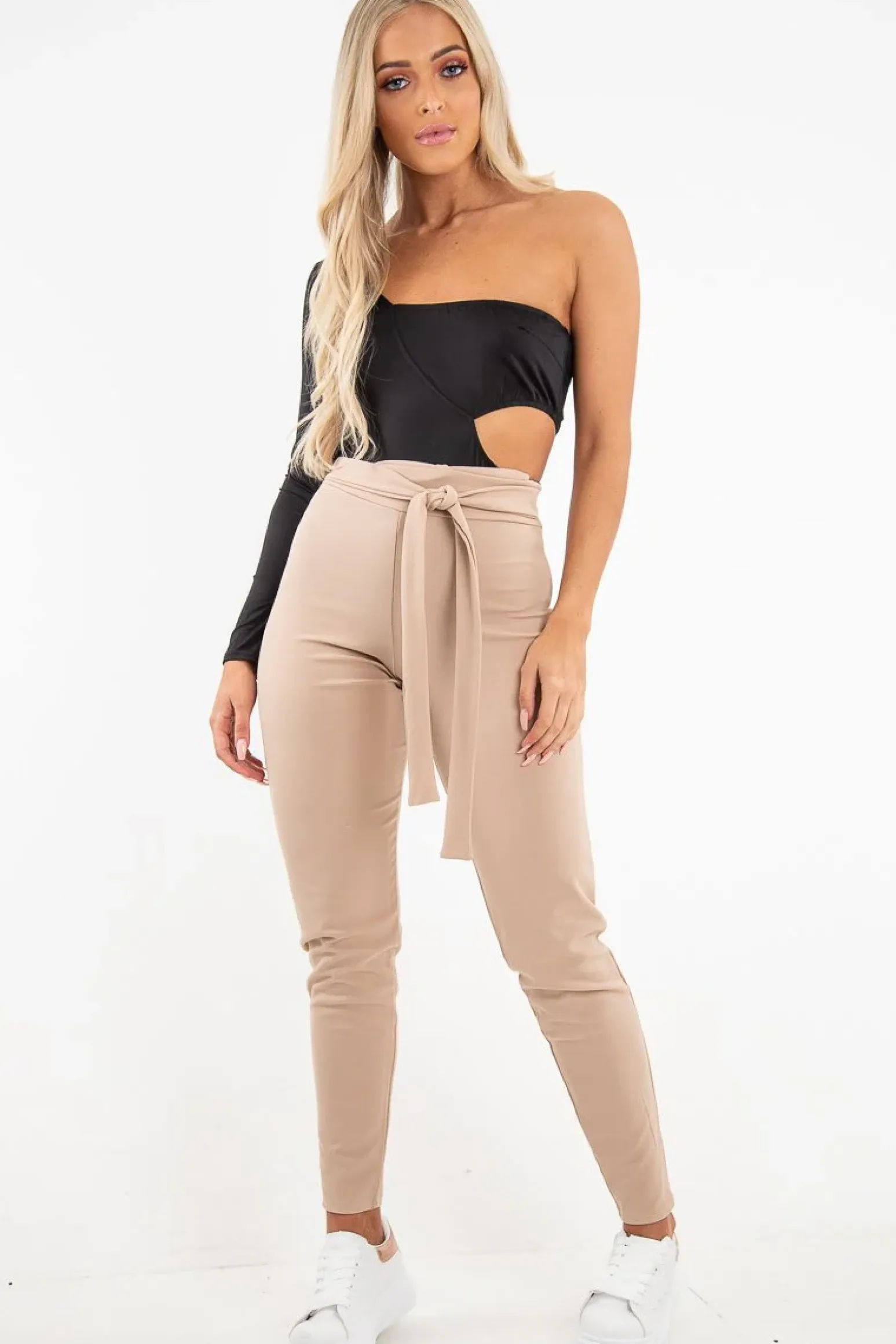 Rebellious Fashion Black One Sleeve Cut Out Bodysuit - Lyana
