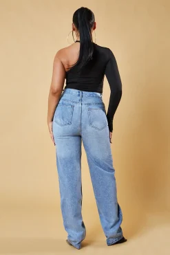 Rebellious Fashion Black One Sleeve Twist Front Bodysuit - Wren