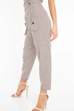 Rebellious Fashion Black Orange Check Frill Detail Trousers - Bristal