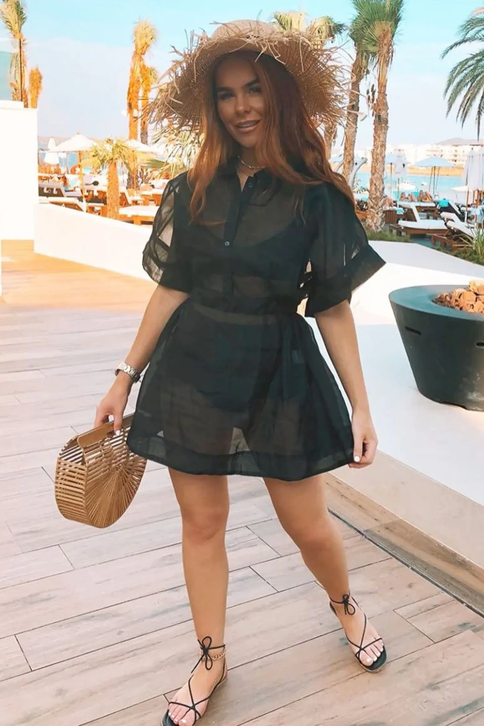 Rebellious Fashion Black Organza Shirt Slip Insert Dress - Nickie