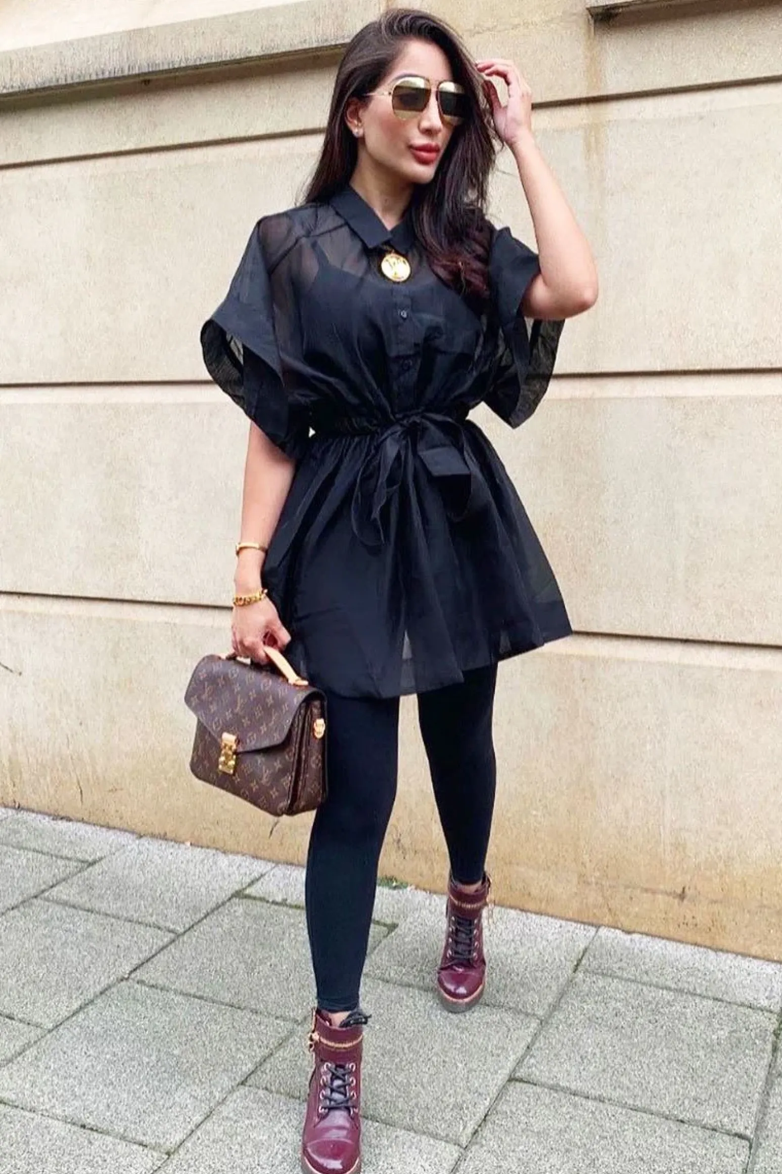 Rebellious Fashion Black Organza Shirt Slip Insert Dress - Nickie