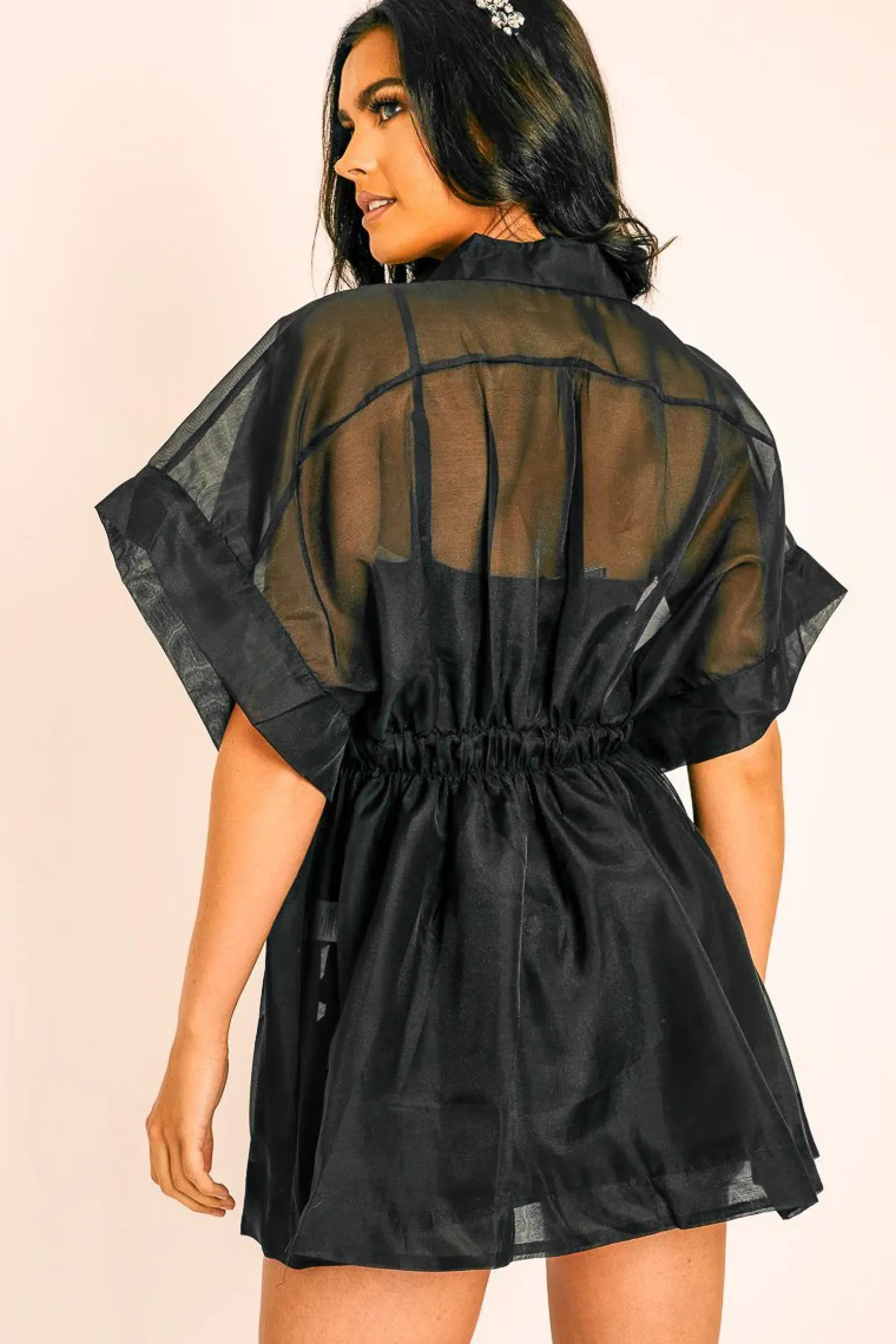 Rebellious Fashion Black Organza Shirt Slip Insert Dress - Nickie