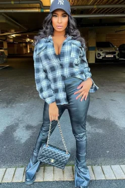 Rebellious Fashion Black Oversized Check Shirt - Frona