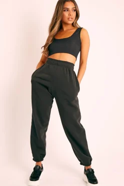 Rebellious Fashion Black Oversized Joggers - Erica