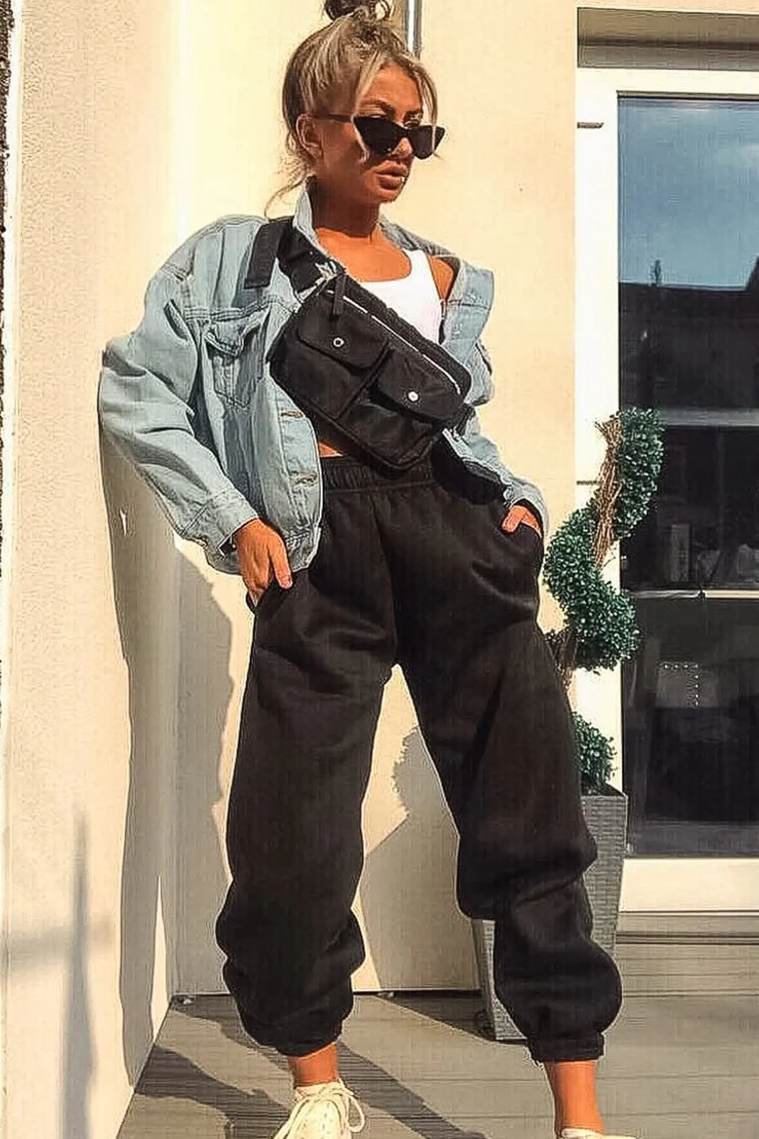 Rebellious Fashion Black Oversized Joggers - Erica