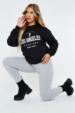 Rebellious Fashion Black Oversized Los Angeles Sweatshirt - Lyde