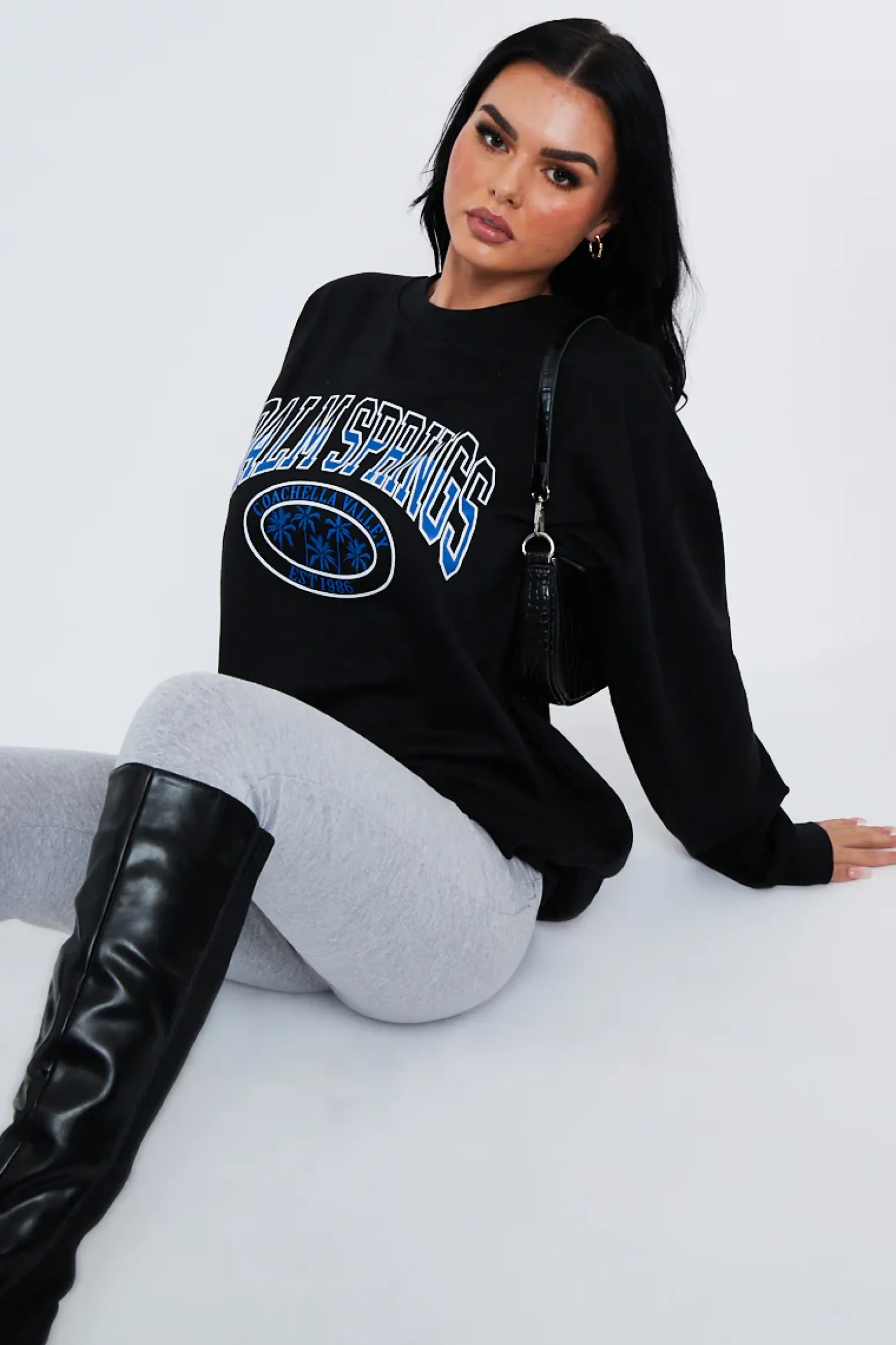 Rebellious Fashion Black Oversized Palm Springs Sweatshirt - Libbi