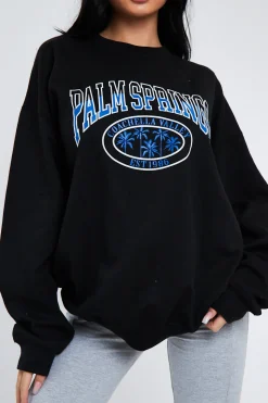 Rebellious Fashion Black Oversized Palm Springs Sweatshirt - Libbi