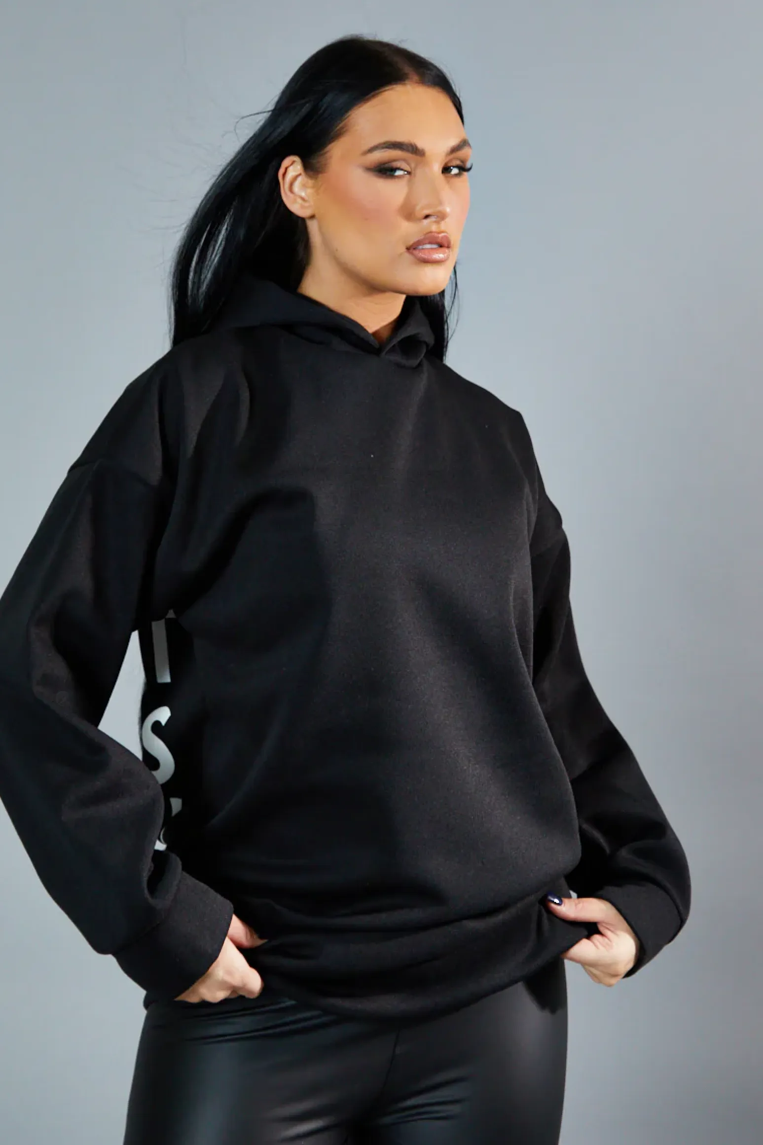 Rebellious Fashion Black Oversized Printed Back Hoodie - Asahi