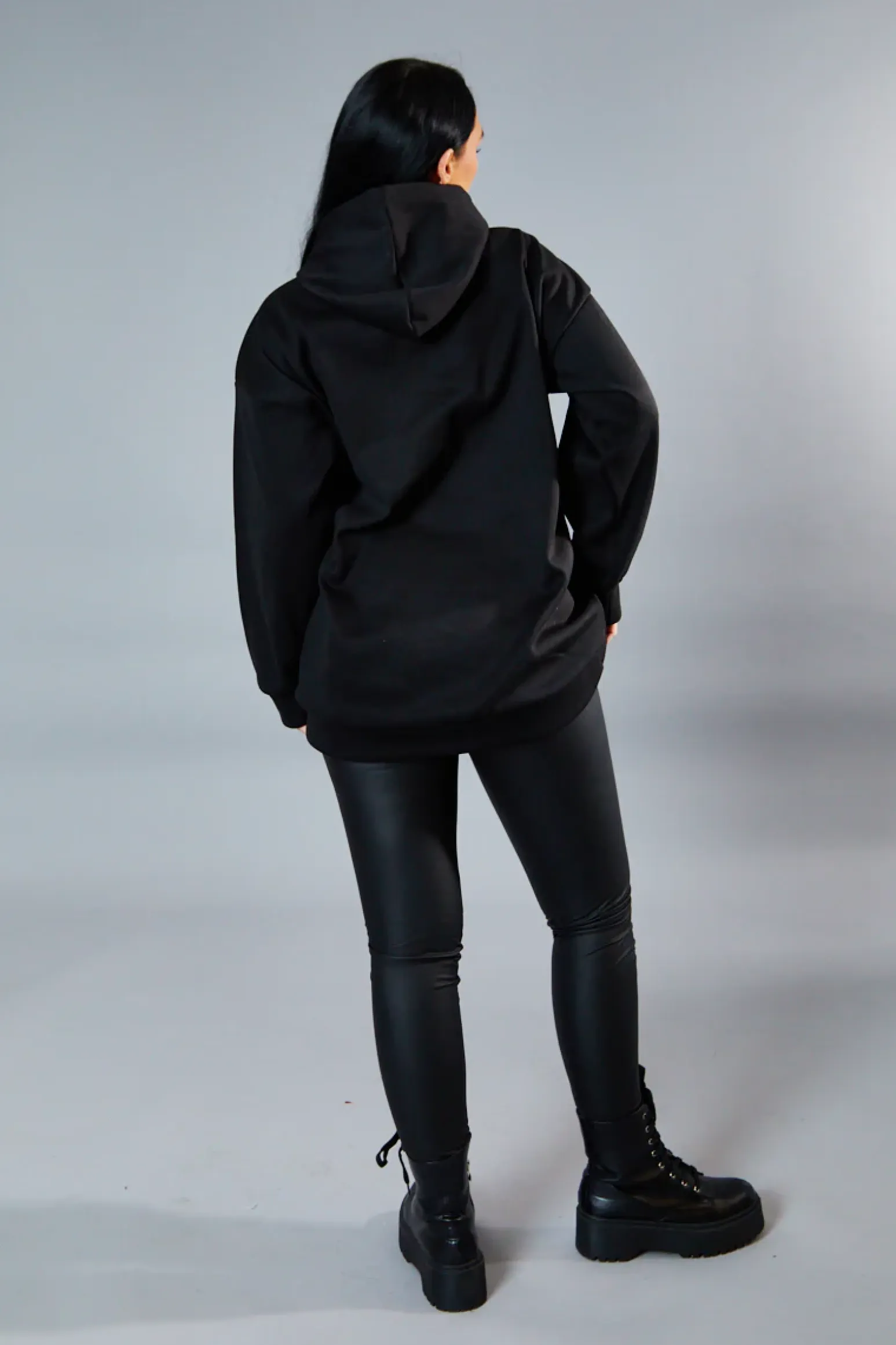 Rebellious Fashion Black Oversized Slogan Hoodie - Kriss