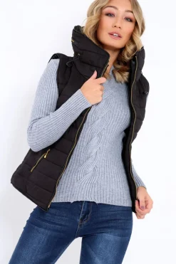 Rebellious Fashion Black Padded Gilet - Ariella