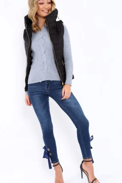 Rebellious Fashion Black Padded Gilet - Ariella