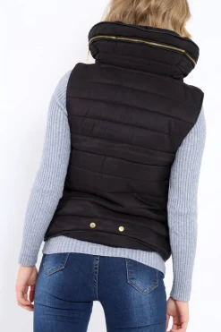 Rebellious Fashion Black Padded Gilet - Ariella
