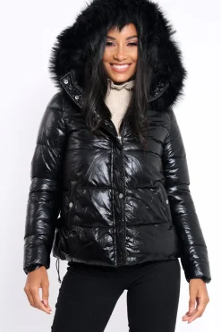 Rebellious Fashion Black Padded Puffer Coat - Casie