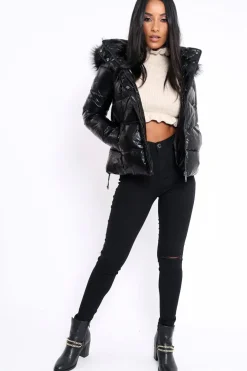 Rebellious Fashion Black Padded Puffer Coat - Casie