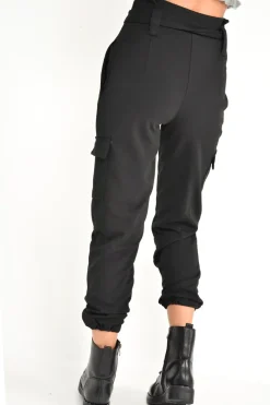 Rebellious Fashion Black Paper Bag Cargo Pocket Trousers - Brette