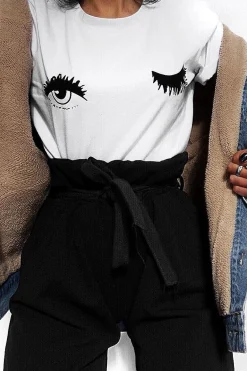 Rebellious Fashion Black Paper Bag Tie Waist Cigarette Trousers - Karmen