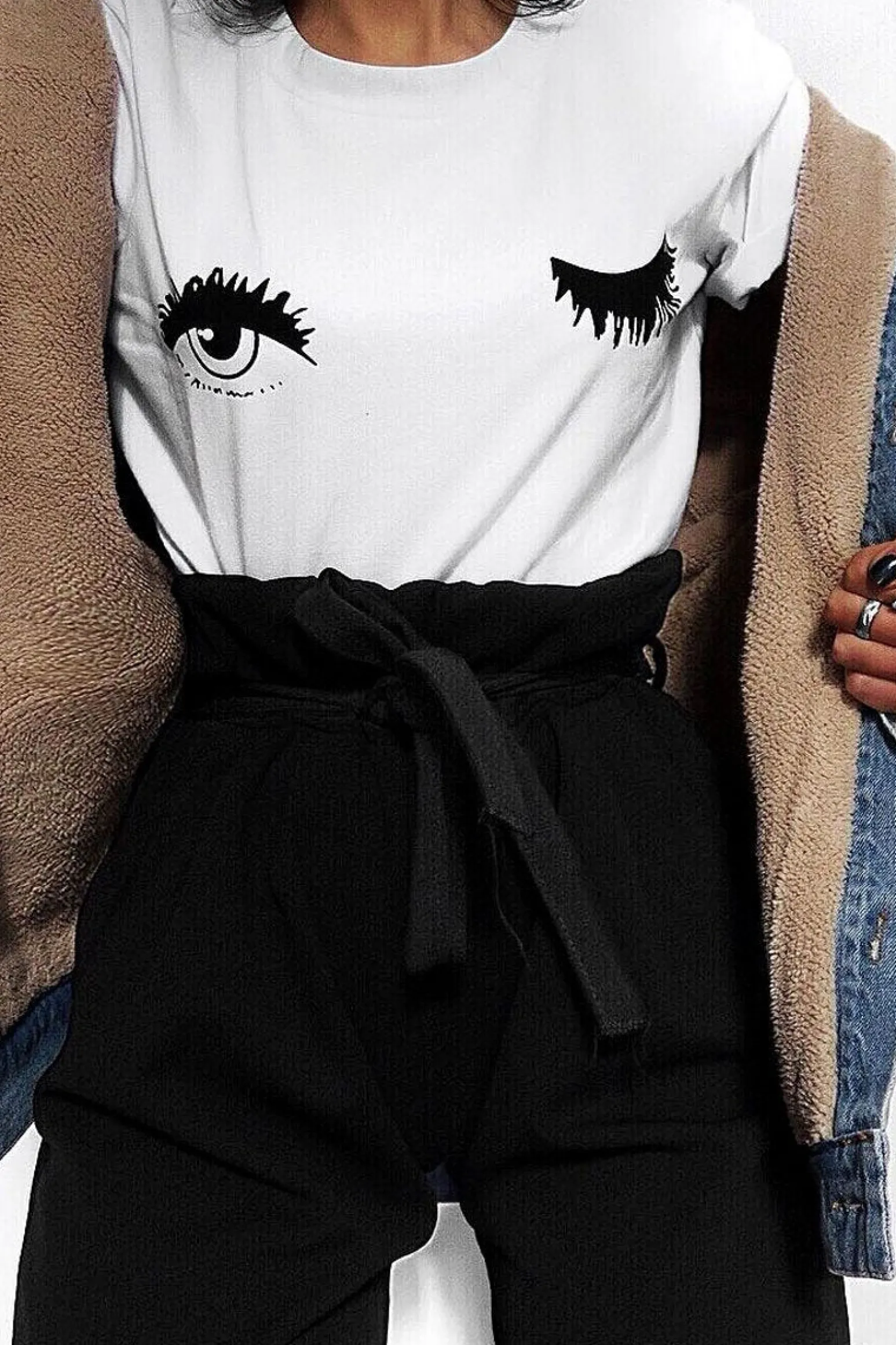 Rebellious Fashion Black Paper Bag Tie Waist Cigarette Trousers - Karmen