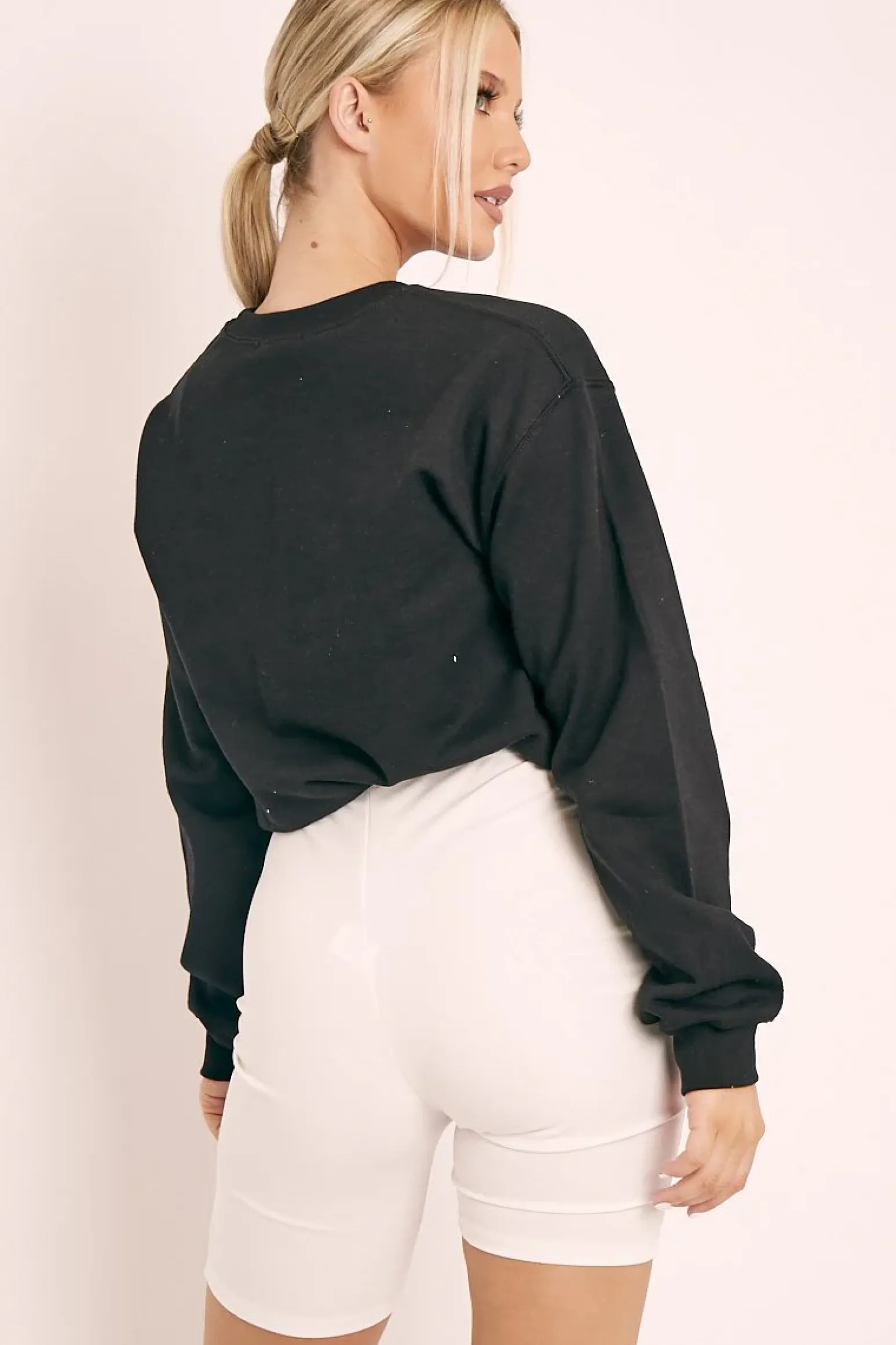 Rebellious Fashion Black Parisian Slogan Front Oversized Sweatshirt - Tamy